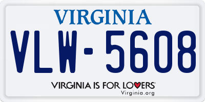 VA license plate VLW5608