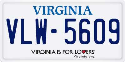 VA license plate VLW5609