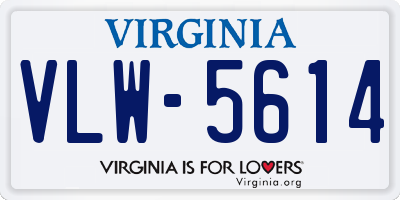 VA license plate VLW5614