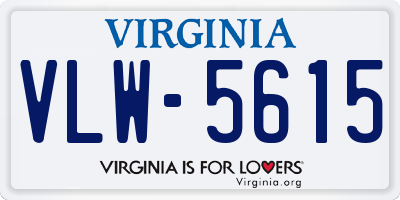 VA license plate VLW5615