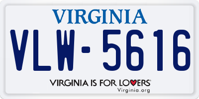 VA license plate VLW5616