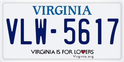 VA license plate VLW5617