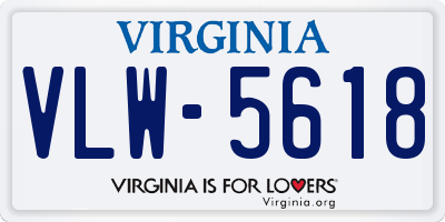 VA license plate VLW5618