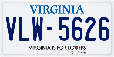 VA license plate VLW5626