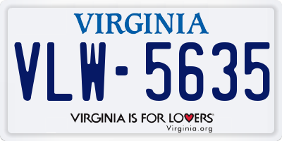 VA license plate VLW5635