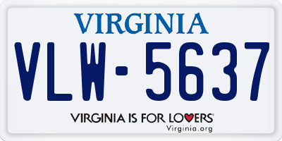 VA license plate VLW5637