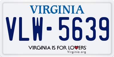 VA license plate VLW5639