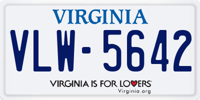 VA license plate VLW5642