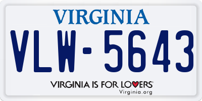 VA license plate VLW5643