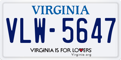 VA license plate VLW5647