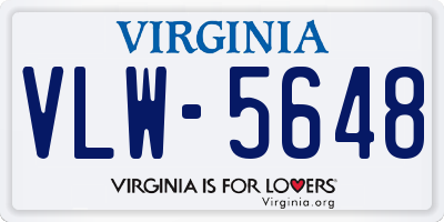 VA license plate VLW5648