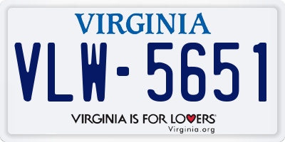 VA license plate VLW5651