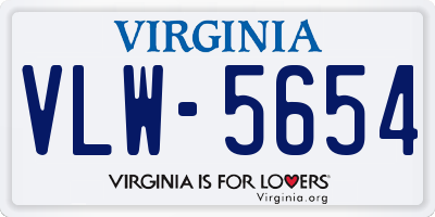 VA license plate VLW5654