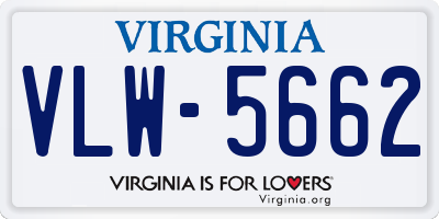 VA license plate VLW5662