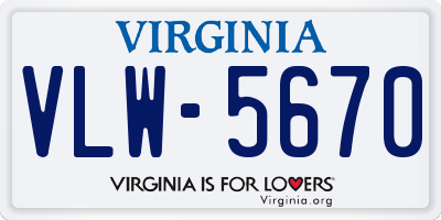 VA license plate VLW5670