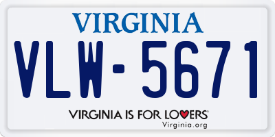 VA license plate VLW5671