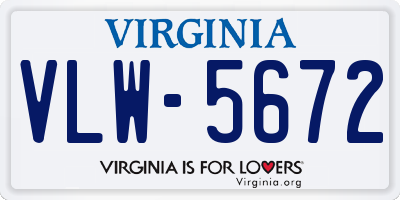 VA license plate VLW5672