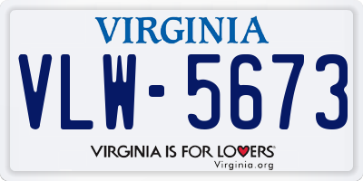 VA license plate VLW5673