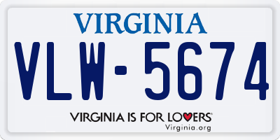 VA license plate VLW5674