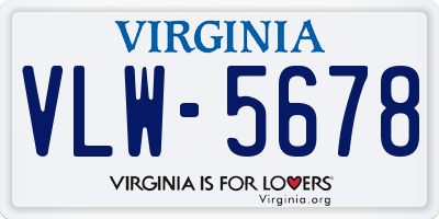 VA license plate VLW5678