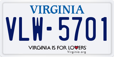 VA license plate VLW5701