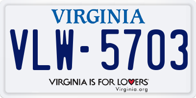 VA license plate VLW5703