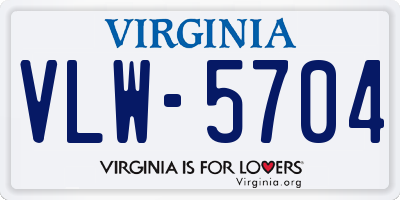 VA license plate VLW5704