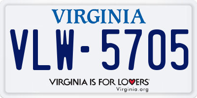 VA license plate VLW5705