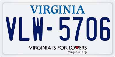 VA license plate VLW5706