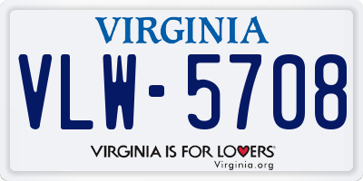 VA license plate VLW5708