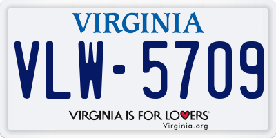 VA license plate VLW5709