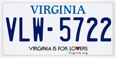 VA license plate VLW5722