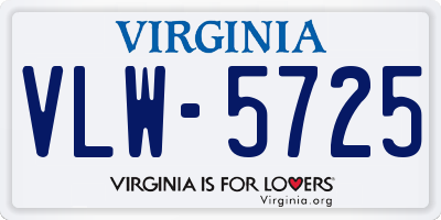 VA license plate VLW5725