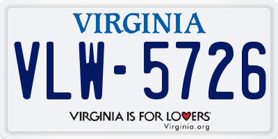 VA license plate VLW5726