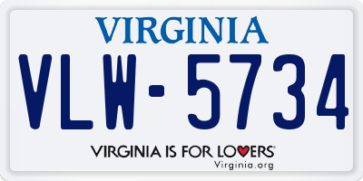 VA license plate VLW5734