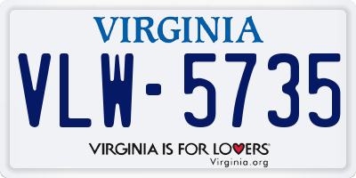 VA license plate VLW5735