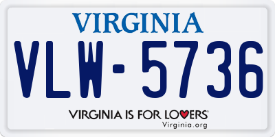 VA license plate VLW5736