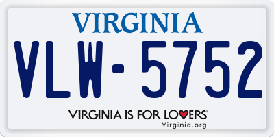 VA license plate VLW5752