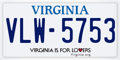 VA license plate VLW5753