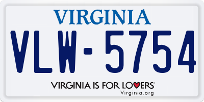 VA license plate VLW5754