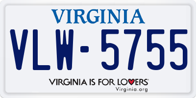 VA license plate VLW5755