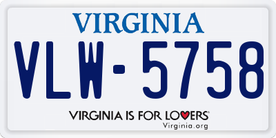 VA license plate VLW5758