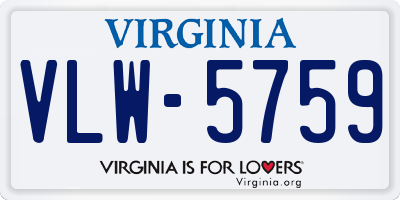 VA license plate VLW5759