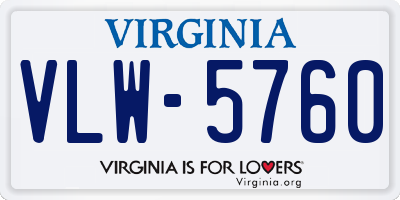 VA license plate VLW5760