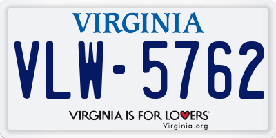 VA license plate VLW5762