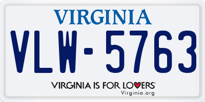 VA license plate VLW5763