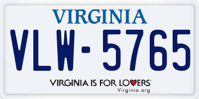 VA license plate VLW5765