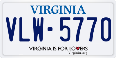 VA license plate VLW5770