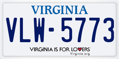 VA license plate VLW5773