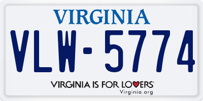 VA license plate VLW5774